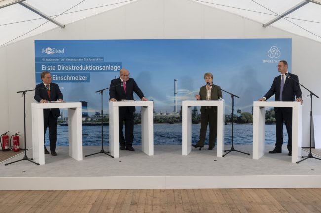 Pressekonferenz bei Thyssenkrupp Steel in Duisburg