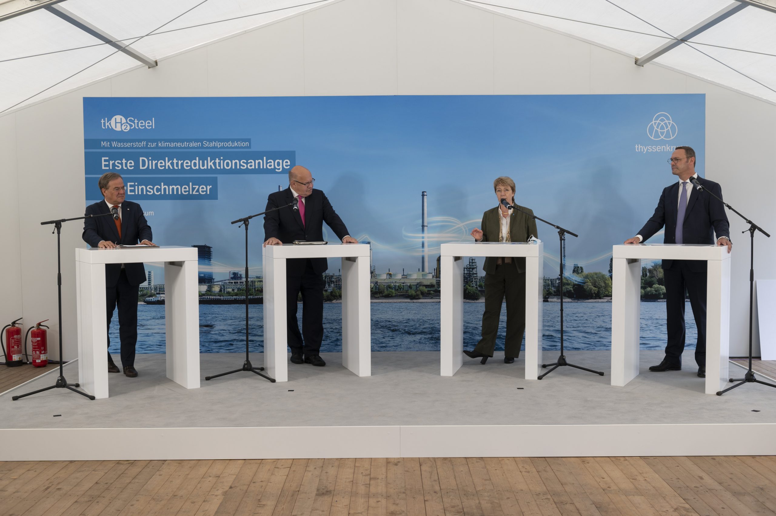 Pressekonferenz bei Thyssenkrupp Steel in Duisburg