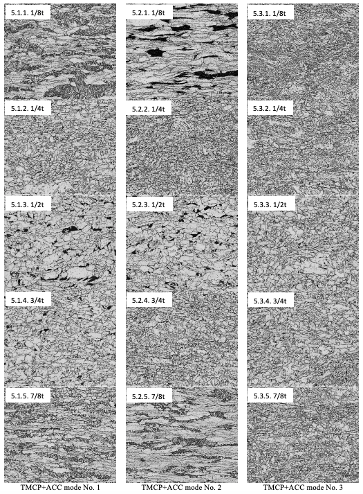 Microstructure of TMCP steel plates