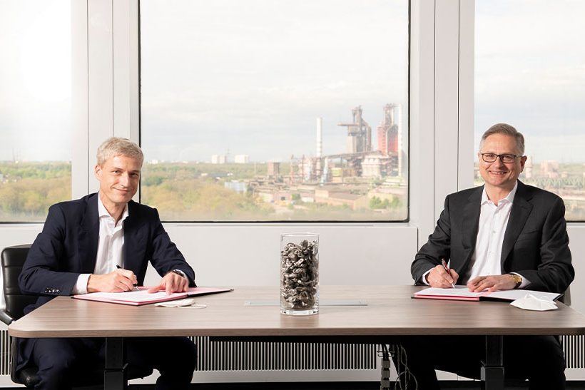 Dr. Arnd Köfler, CTO von thyssenkrupp Steel, und Bernd Fleschenberg, COO von TSR Recycling