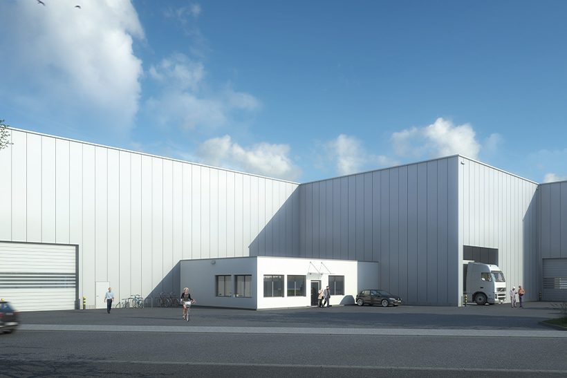 Entwurf der neuen Produktionshalle von Jacob Bek