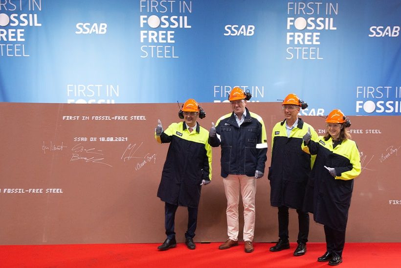 Vertreter von SSAB, LKAB und Vattenfall (HYBRIT-Projektpartner)