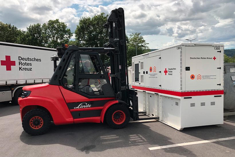 Linde Gabelstapler unterstützt DRK beim Wiederaufbau in Westdeutschland