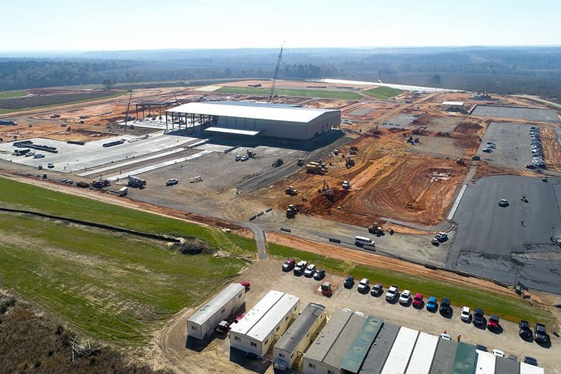 Das Bild zeigt den Baufortschritt von Aurubis Richmond, wo Aurubis den nächsten Schritt im Recycling gehen möchte (Stand 17.03.23)