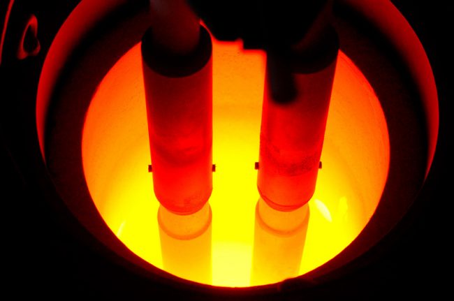 Nahaufnahme des neuen Pfannenofens von ArcelorMittal in Duisburg.