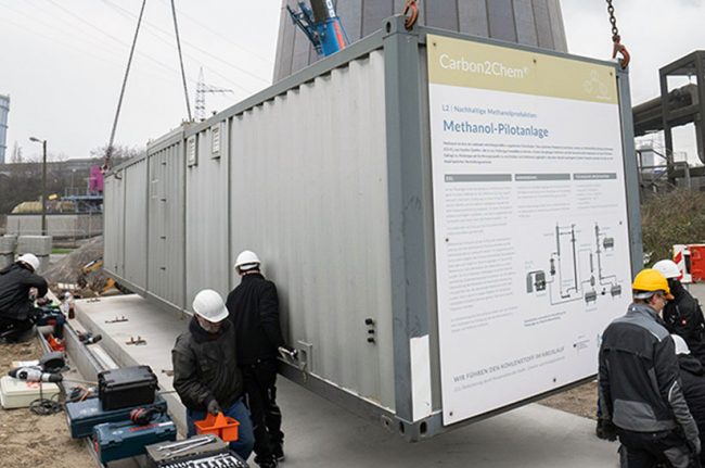 Carbon2Chem-Versuchsanlage im Aufbau