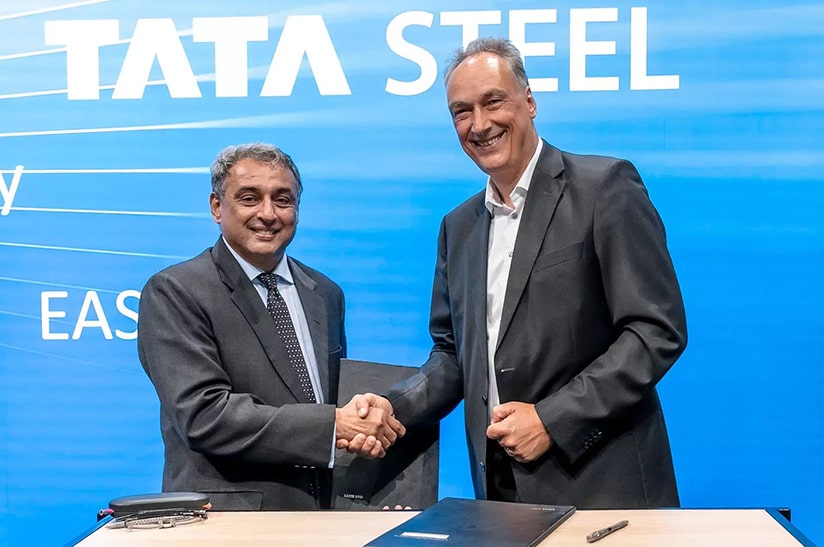 T. V. Narendran (Tata Steel) und Burkhard Dahmen (SMS group)