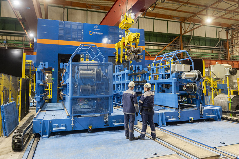 2023-10-30_Pressemitteilung Fertgstellung Doppelreversiergerüst in Bochum_2 Mit dem neuen Doppelreversiergerüst (DRG) stellt thyssenkrupp Steel das erste Aggregat beim Umbau seines Standortes Bochum zum Kompetenzzentrum für Elektromobilität fertig.