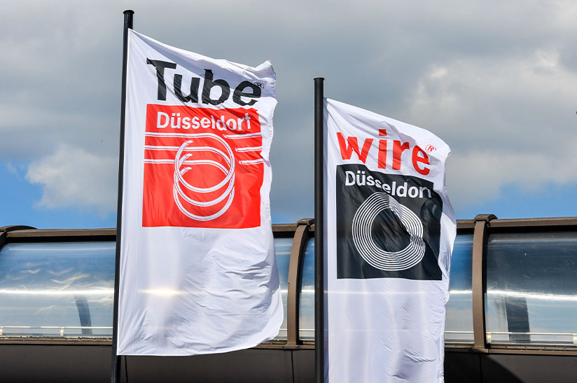 Flaggen der Fachmessen wire und Tube in Düsseldorf
