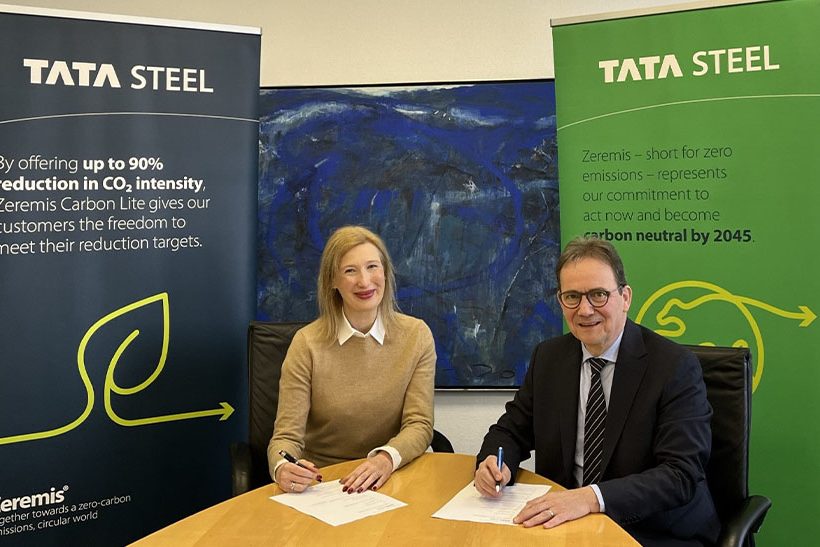 Heather Wijdekop (Tata Steel Nederland) und Dr. Matthias Griese (Waelzholz)