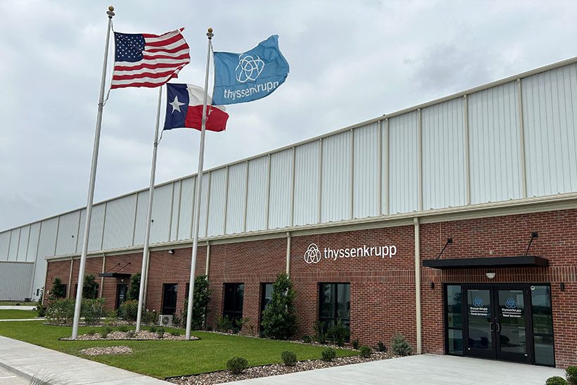 Gebäude des Stahl-Service-Centers von Thyssenkrupp Materials Services in Stinton, Texas