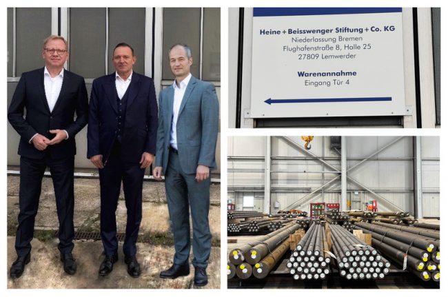 Das Foto zeigt Führungspersonal von Heine + beisswenger und gewährt auch erste Impressionen zum neuen Standort in Lemwerder bei Bremen.