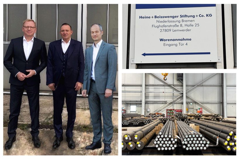 Das Foto zeigt Führungspersonal von Heine + beisswenger und gewährt auch erste Impressionen zum neuen Standort in Lemwerder bei Bremen.
