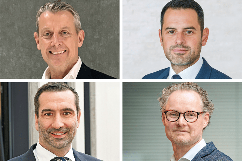 STE-Portraits2 Auf dem Bild sind vier Geschäftsführer aus der Stahlbranche abgebildet, die an einer Stimmungsumfrage für das Jahr 2024 teilgenommen haben.