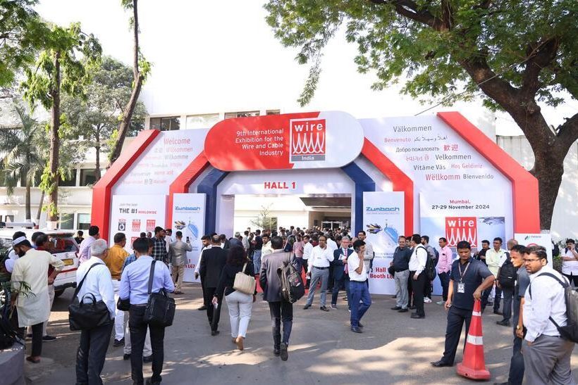 Auf dem Bild ist der Eingangsbereich der vier indischen Metallmessen wire India, Tube India, METEC India und India Essen Welding & Cutting 2024 zu sehen.