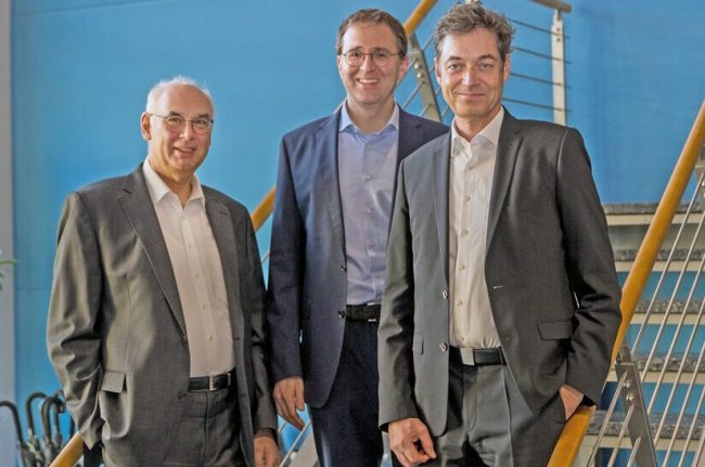 Auf dem Foto ist die Geschäftsleitung von Laserline zu sehen.