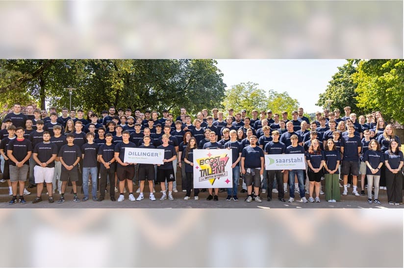 Ausbildungsstart bei Dillinger und Saarstahl: Zahlreiche junge Menschen, die im Bild zu sehen sind, werden fit gemacht für die Stahlindustrie der Zukunft.