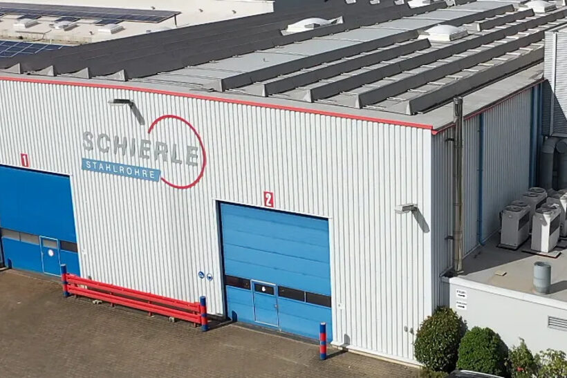 Das Bild zeigt eine Luftaufnahme des Firmensitzes von Schierle Stahlrohre.