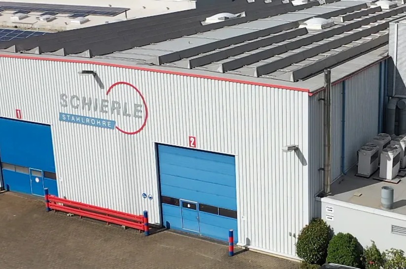 Schierle Stahlrohre Das Bild zeigt eine Luftaufnahme des Firmensitzes von Schierle Stahlrohre.