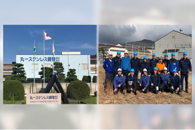 Das gemeinsame Projektteam von Maruichi Stainless Tube und SMS group trifft sich zum offiziellen Start des Strangpressprojekts in Japan